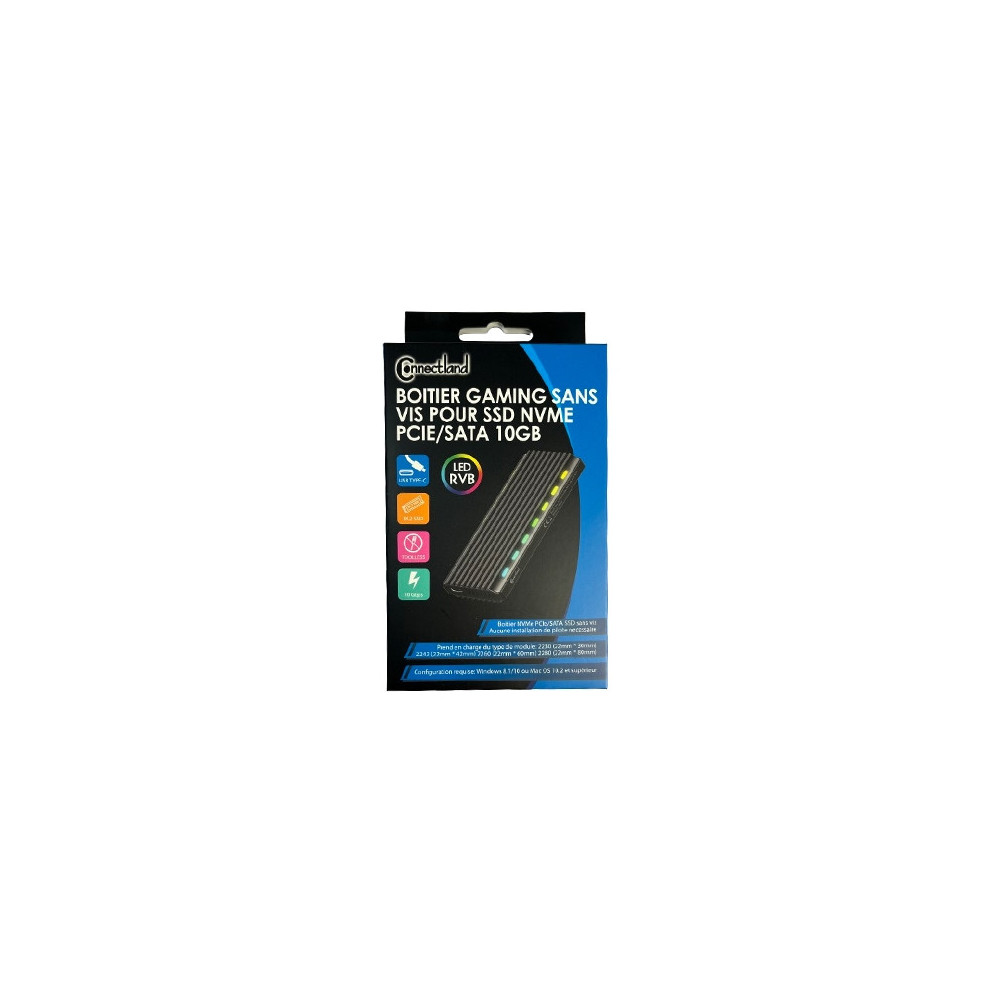 CONBT044105 1920335 Boîtier SSD externe, M.2 NVMe SATA PCIe M2 SSD Sans vis Type C 10Gbps Bl