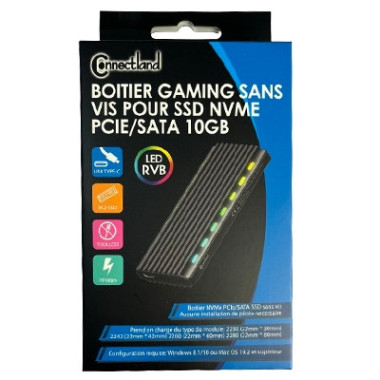 CONBT044105 1920335 Boîtier SSD externe, M.2 NVMe SATA PCIe M2 SSD Sans vis Type C 10Gbps Bl