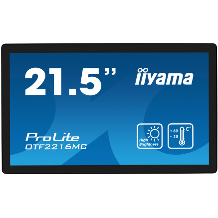 iiyama OTF2216MC-B1 affichage de messages Écran plat de signalisation numérique 55,9 cm (22") LCD 1100 cd m² Full HD Noir Écran