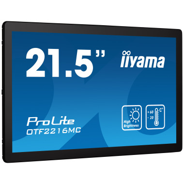 iiyama OTF2216MC-B1 affichage de messages Écran plat de signalisation numérique 55,9 cm (22") LCD 1100 cd m² Full HD Noir Écran