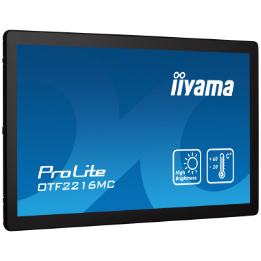 iiyama OTF2216MC-B1 affichage de messages Écran plat de signalisation numérique 55,9 cm (22") LCD 1100 cd m² Full HD Noir Écran