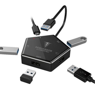 BER00046360 Convertisseur 4 ports usb 3.0 pour  N-Switch-PS5/4/3 / Xbox-one Hermod noir