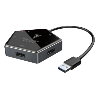 BER00046360 Convertisseur 4 ports usb 3.0 pour  N-Switch-PS5/4/3 / Xbox-one Hermod noir