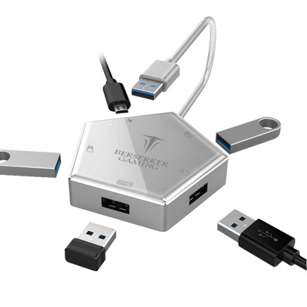 BER00046361 Convertisseur 4 ports usb 3.0 pour  N-Switch-PS5/4/3 / Xbox-one Hermod silver