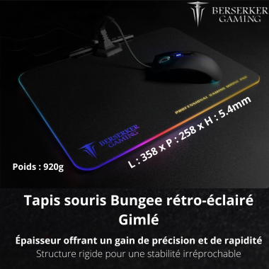BERSO032666 TAPIS DE SOURIS LUMINEUX BSK GAMING WITH BUNGEE GIMLE