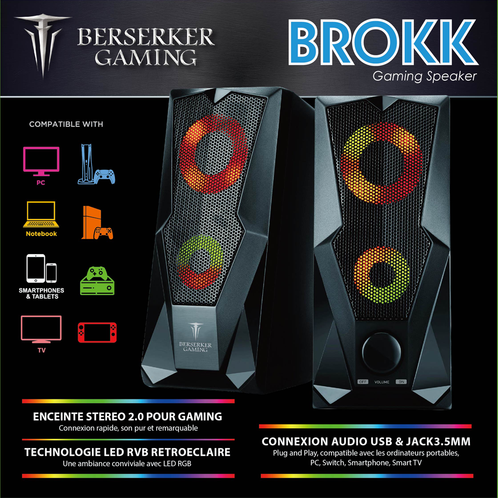 BER00046374 HP BSK GAMING 2.0 BROKK BLACK-ILLUMINATED 6W