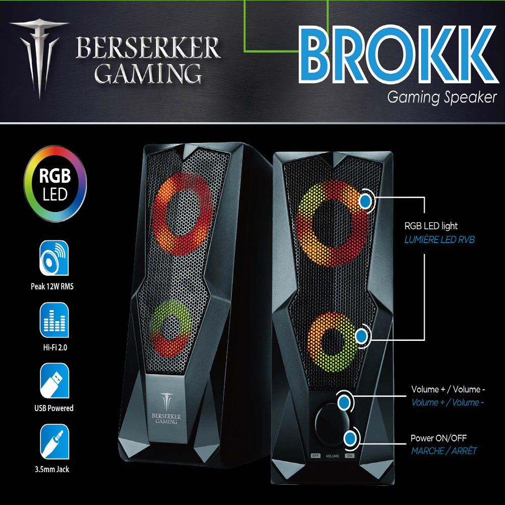BER00046374 HP BSK GAMING 2.0 BROKK BLACK-ILLUMINATED 6W