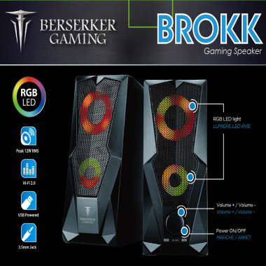 BER00046374 HP BSK GAMING 2.0 BROKK BLACK-ILLUMINATED 6W