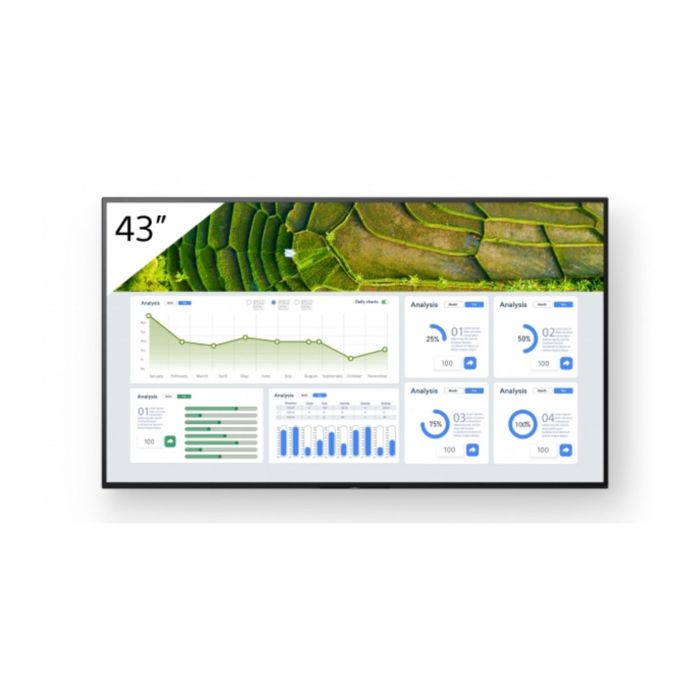 Sony FW-43BZ30L affichage de messages Écran plat de signalisation numérique 109,2 cm (43") LCD Wifi 440 cd m² 4K Ultra HD Noir Sony FW-43BZ30L affichage de messages Écran plat de signalisation numérique 109,2 cm (43") LCD Wifi 440 cd m² 4K Ultra HD Noir