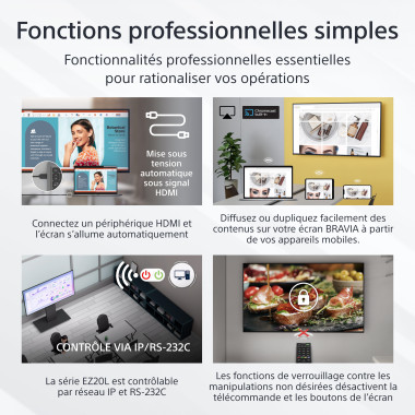 Sony FW-65EZ20L affichage de messages Écran plat de signalisation numérique 165,1 cm (65") LCD Wifi 350 cd m² 4K Ultra HD Noir