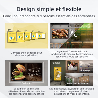 Sony FW-65EZ20L affichage de messages Écran plat de signalisation numérique 165,1 cm (65") LCD Wifi 350 cd m² 4K Ultra HD Noir