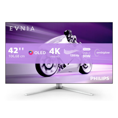 Philips 42M2N8900 00 écran plat de PC 105,5 cm (41.5") 3840 x 2160 pixels 4K Ultra HD OLED Blanc