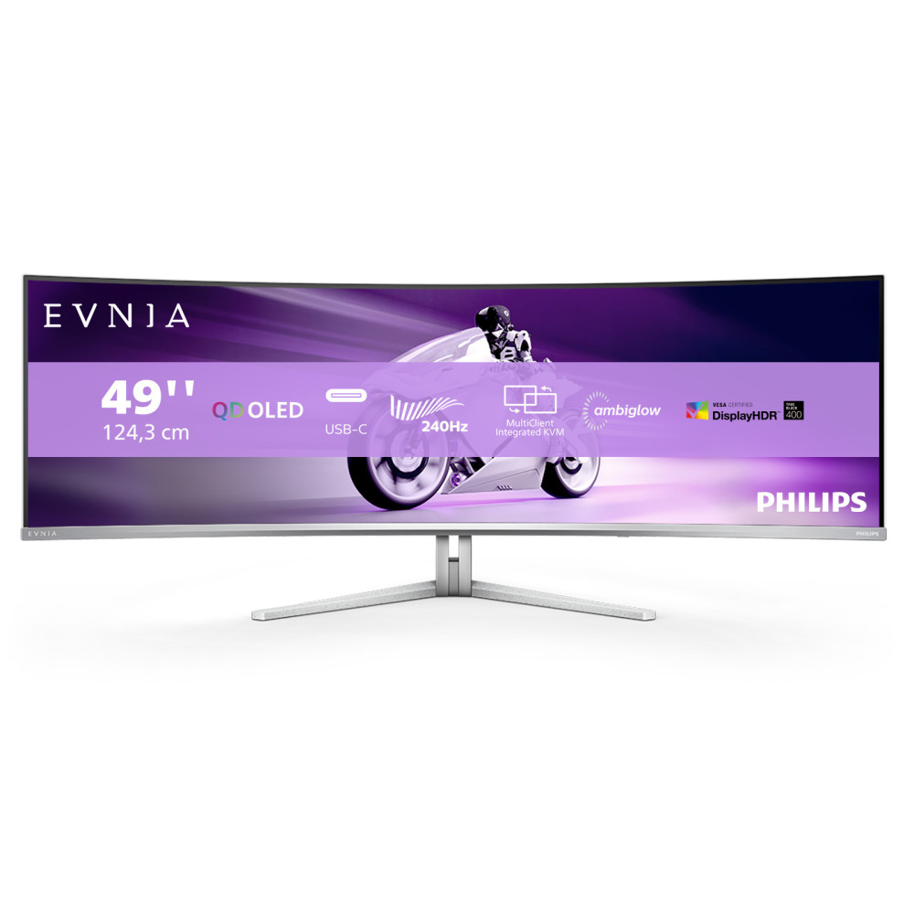 Philips Evnia 8000 49M2C8900 00 écran plat de PC 124,2 cm (48.9") 5120 x 1440 pixels Dual QHD QD-OLED Blanc