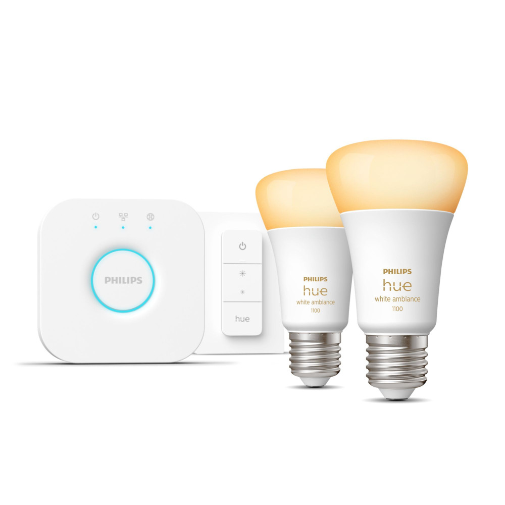 Philips Hue White ambiance Kit de démarrage 2 ampoules connectées E27 (1100) + variateur Philips Hue White ambiance Kit de démarrage 2 ampoules connectées E27 (1100) + variateur