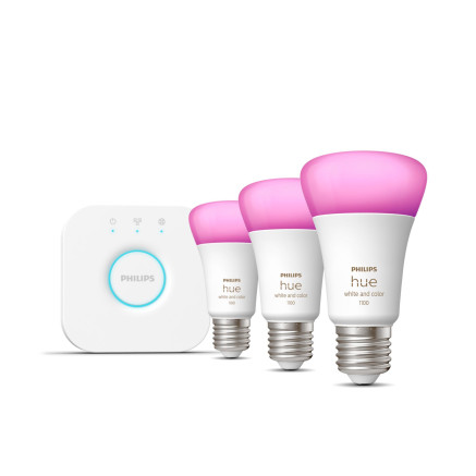 Philips Hue White and Color ambiance Kit de démarrage   3 ampoules connectées E27 (1100)
