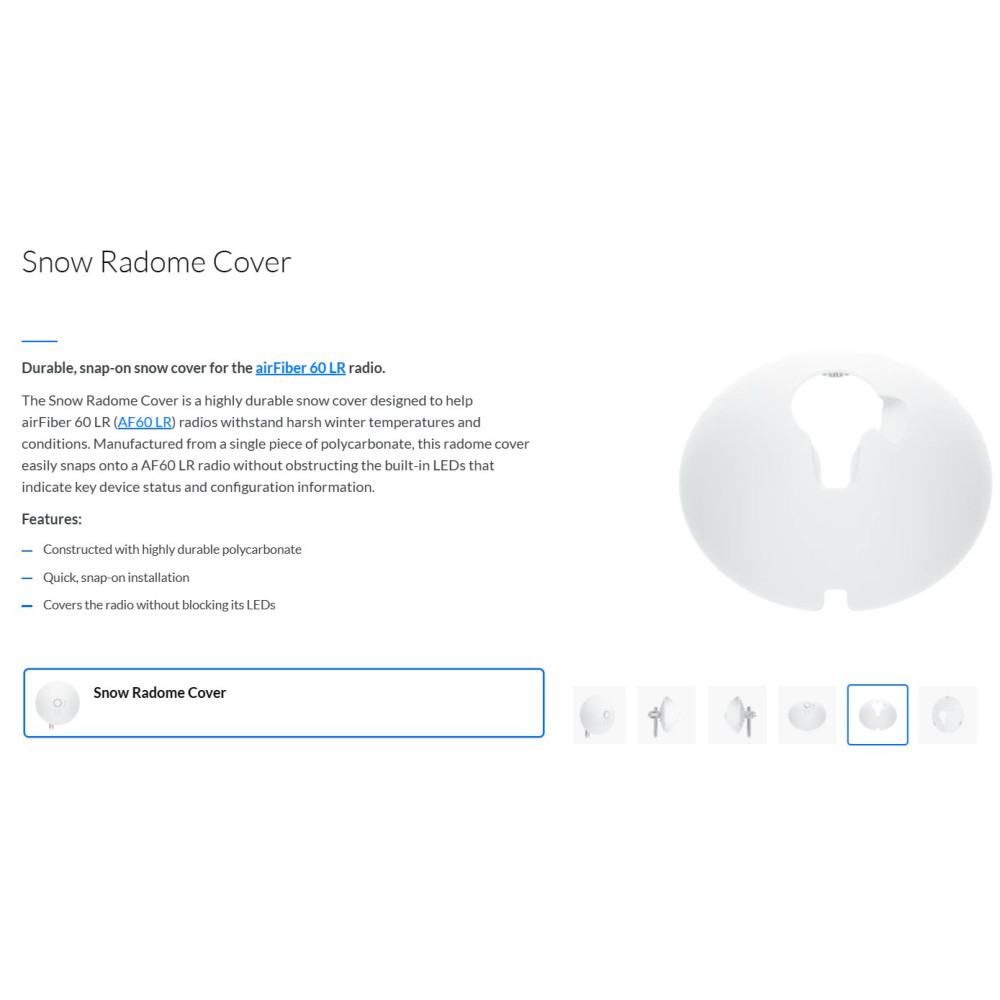 Ubiquiti AF60LR-RADOME accessoire de point d'accès WLAN Couvercle de radôme pour la neige