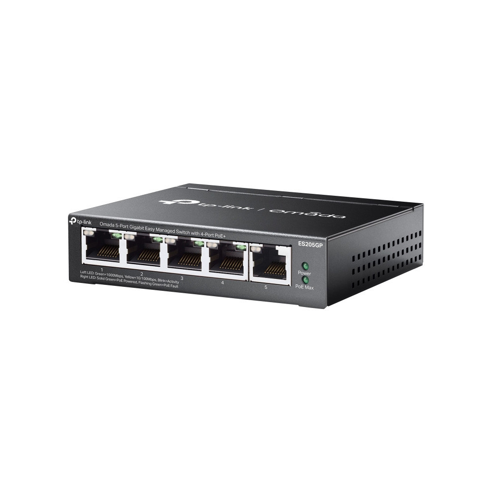TP-Link Omada ES205G Géré Gigabit Ethernet (10 100 1000) Connexion Ethernet, supportant l'alimentation via ce port (PoE) Noir