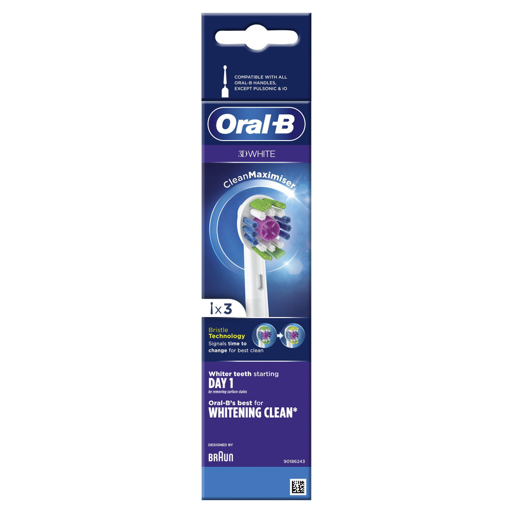 Oral-B 3D White 80338474 tête de brosses 3 pièce(s) Blanc