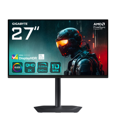 GIGABYTE MO27Q2 27" Moniteur Gaming OLED QHD - 2560 x 1440, 240Hz, 0.03ms, 250 cd m², Display HDR True Black 400, HDMI 2.1,