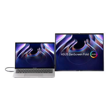 ASUS ZenScreen Fold OLED MQ17QH écran plat de PC 43,9 cm (17.3") 2560 x 1920 pixels Quad HD Argent