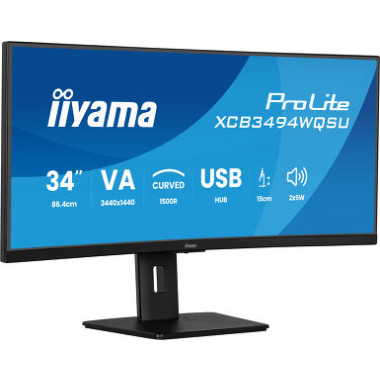 IIY00046459 IIYAMA XCB3494WQSU-B1 (Prolite) - 34p VA UWQHD Incurvé 0.4ms 350cd 2xHDMI-1xDP 2xUSB-C 4xUSB 2x5W Noir