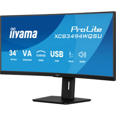 IIY00046459 IIYAMA XCB3494WQSU-B1 (Prolite) - 34p VA UWQHD Incurvé 0.4ms 350cd 2xHDMI-1xDP 2xUSB-C 4xUSB 2x5W Noir
