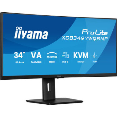 IIY00046460 IIYAMA XCB3497WQSNP-B1 - 34p VA UWQHD Incurvé 0.4ms 350cd 2xHDMI-1xDP USB-C.Dock 4xUSB 2xUSB-C KVM RJ45 2x5W Noir