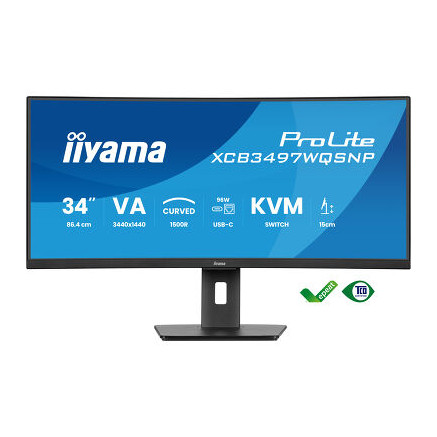 IIY00046460 IIYAMA XCB3497WQSNP-B1 - 34p VA UWQHD Incurvé 0.4ms 350cd 2xHDMI-1xDP USB-C.Dock 4xUSB 2xUSB-C KVM RJ45 2x5W Noir