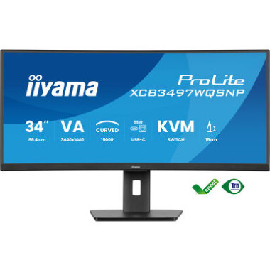 IIY00046460 IIYAMA XCB3497WQSNP-B1 - 34p VA UWQHD Incurvé 0.4ms 350cd 2xHDMI-1xDP USB-C.Dock 4xUSB 2xUSB-C KVM RJ45 2x5W Noir