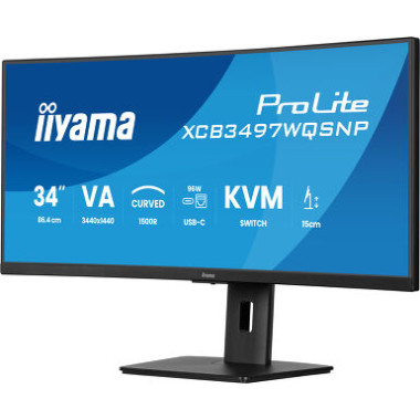 IIY00046460 IIYAMA XCB3497WQSNP-B1 - 34p VA UWQHD Incurvé 0.4ms 350cd 2xHDMI-1xDP USB-C.Dock 4xUSB 2xUSB-C KVM RJ45 2x5W Noir