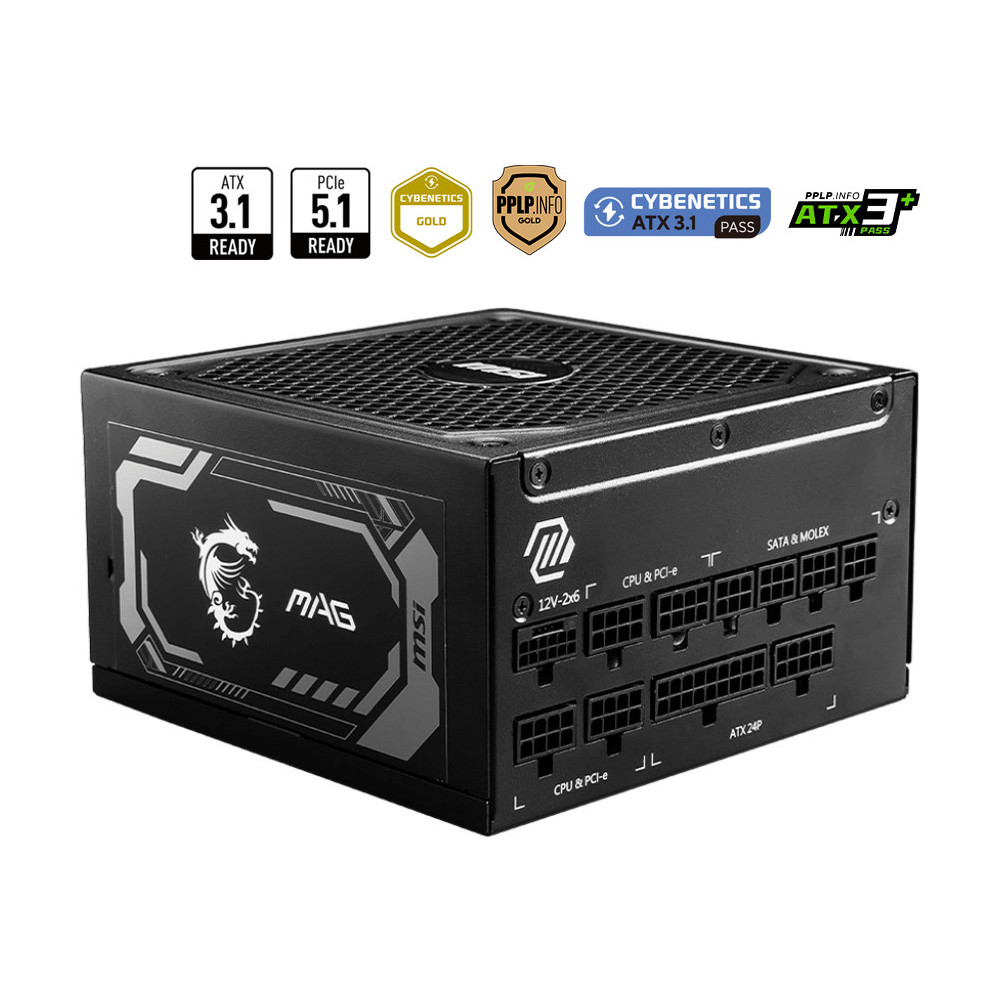 MSI MAG A1250GL PCIE5 unité d'alimentation d'énergie 1250 W 24-pin ATX 1U Noir MSI MAG A1250GL PCIE5 unité d'alimentation d'énergie 1250 W 24-pin ATX 1U Noir