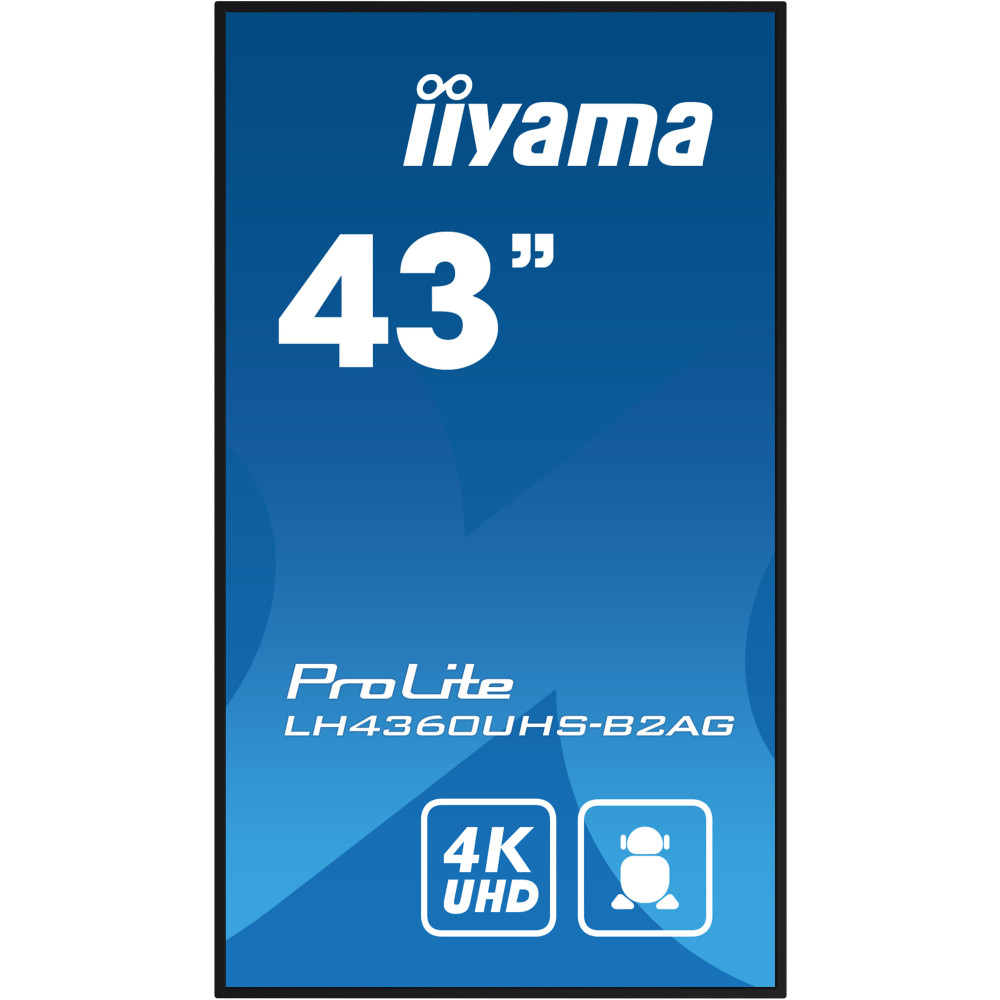 iiyama LH4360UHS-B2AG affichage de messages Carte A numérique 108 cm (42.5") LED Wifi 500 cd m² 4K Ultra HD Noir Intégré dans