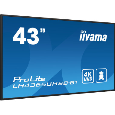 iiyama LH4365UHSB-B1 affichage de messages En forme de kiosk 108 cm (42.5") LED Wifi 800 cd m² 4K Ultra HD Noir Intégré dans le
