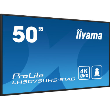 iiyama LH5075UHS-B1AG affichage de messages Écran plat de signalisation numérique 125,7 cm (49.5") LCD Wifi 500 cd m² 4K Ultra