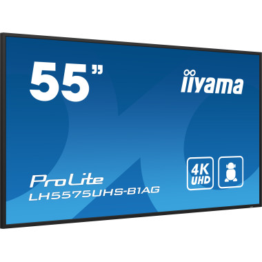 iiyama LH5575UHS-B1AG affichage de messages Écran plat de signalisation numérique 138,7 cm (54.6") LCD Wifi 500 cd m² 4K Ultra
