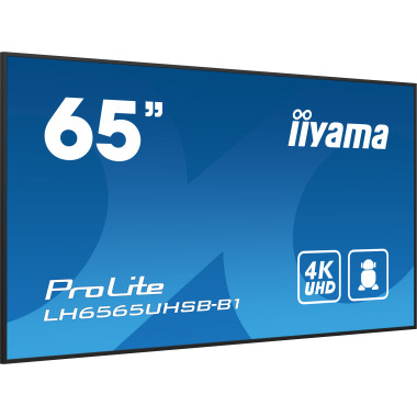 iiyama ProLite Écran plat de signalisation numérique 163,8 cm (64.5") LCD Wifi 500 cd m² 4K Ultra HD Noir Intégré dans le