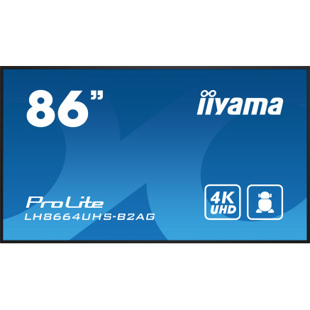 iiyama LH8664UHS-B2AG affichage de messages Écran plat de signalisation numérique 2,18 m (86") Wifi 500 cd m² 4K Ultra HD Noir