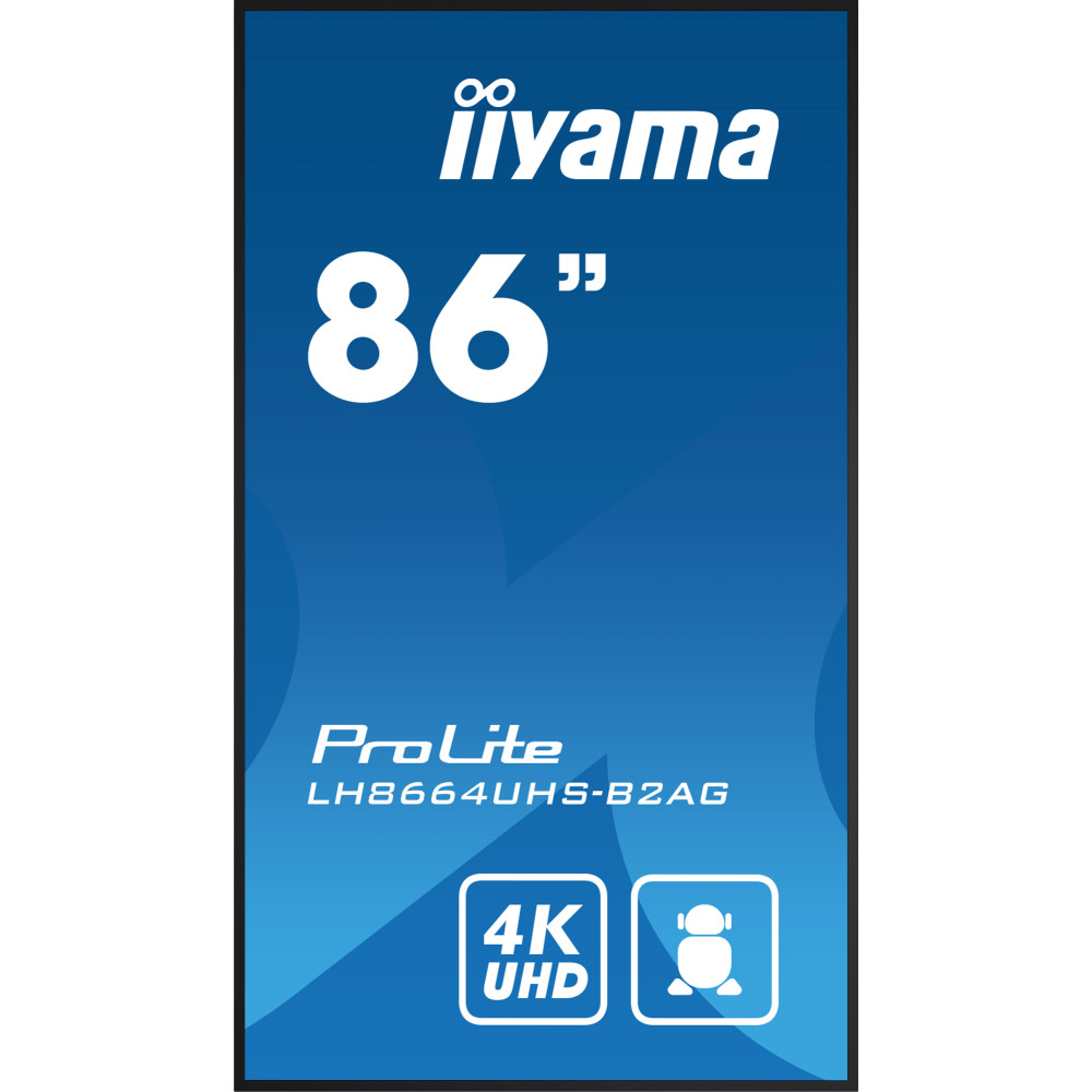 iiyama LH8664UHS-B2AG affichage de messages Écran plat de signalisation numérique 2,18 m (86") Wifi 500 cd m² 4K Ultra HD Noir