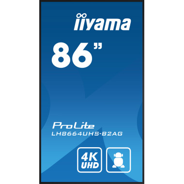 iiyama LH8664UHS-B2AG affichage de messages Écran plat de signalisation numérique 2,18 m (86") Wifi 500 cd m² 4K Ultra HD Noir