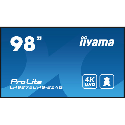 iiyama LH9875UHS-B2AG affichage de messages Écran plat de signalisation numérique 2,48 m (97.5") LED Wifi 500 cd m² 4K Ultra HD