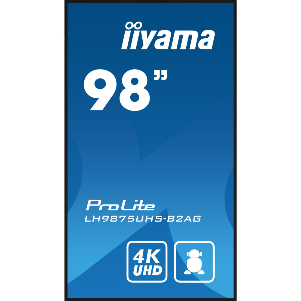 iiyama LH9875UHS-B2AG affichage de messages Écran plat de signalisation numérique 2,48 m (97.5") LED Wifi 500 cd m² 4K Ultra HD