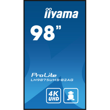 iiyama LH9875UHS-B2AG affichage de messages Écran plat de signalisation numérique 2,48 m (97.5") LED Wifi 500 cd m² 4K Ultra HD