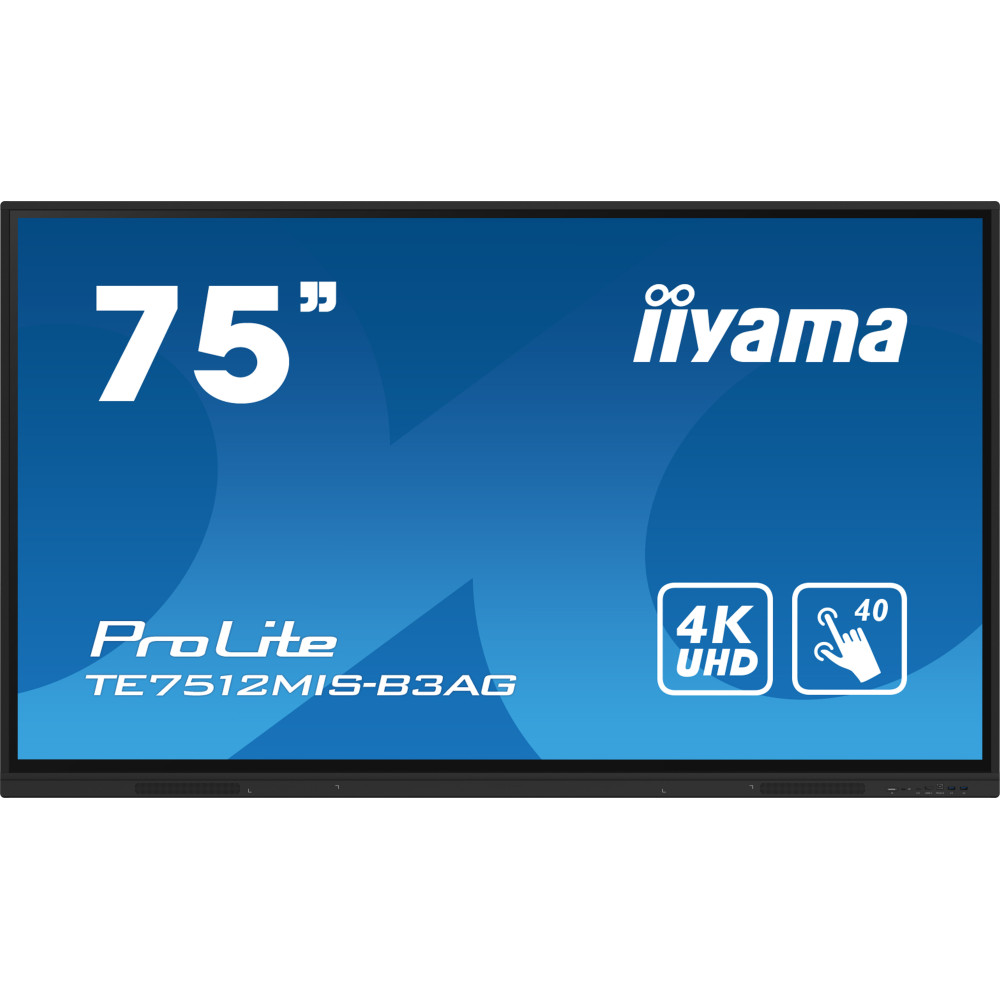 iiyama TE7512MIS-B3AG affichage de messages En forme de kiosk 190,5 cm (75") LCD Wifi 400 cd m² 4K Ultra HD Noir Écran tactile iiyama TE7512MIS-B3AG affichage de messages En forme de kiosk 190,5 cm (75") LCD Wifi 400 cd m² 4K Ultra HD Noir Écran tactile