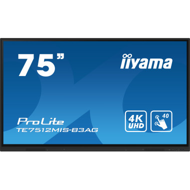 iiyama TE7512MIS-B3AG affichage de messages En forme de kiosk 190,5 cm (75") LCD Wifi 400 cd m² 4K Ultra HD Noir Écran tactile