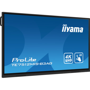 iiyama TE7512MIS-B3AG affichage de messages En forme de kiosk 190,5 cm (75") LCD Wifi 400 cd m² 4K Ultra HD Noir Écran tactile