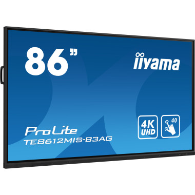 iiyama TE8612MIS-B3AG affichage de messages En forme de kiosk 2,18 m (86") LCD Wifi 400 cd m² 4K Ultra HD Noir Écran tactile