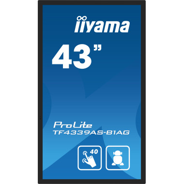 iiyama TF4339AS-B1AG affichage de messages Écran plat de signalisation numérique 108 cm (42.5") LED 500 cd m² 4K Ultra HD Noir