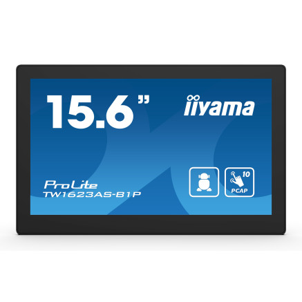 iiyama TW1623AS-B1P affichage de messages Écran plat interactif 39,6 cm (15.6") Wifi 450 cd m² Double Full HD Noir Écran