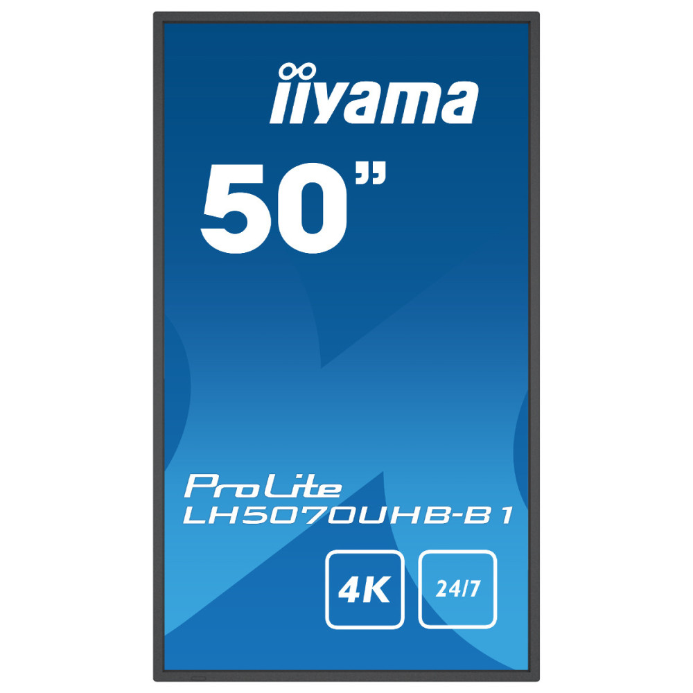 iiyama LH5070UHB-B1 affichage de messages Écran plat de signalisation numérique 125,7 cm (49.5") VA 700 cd m² 4K Ultra HD Noir