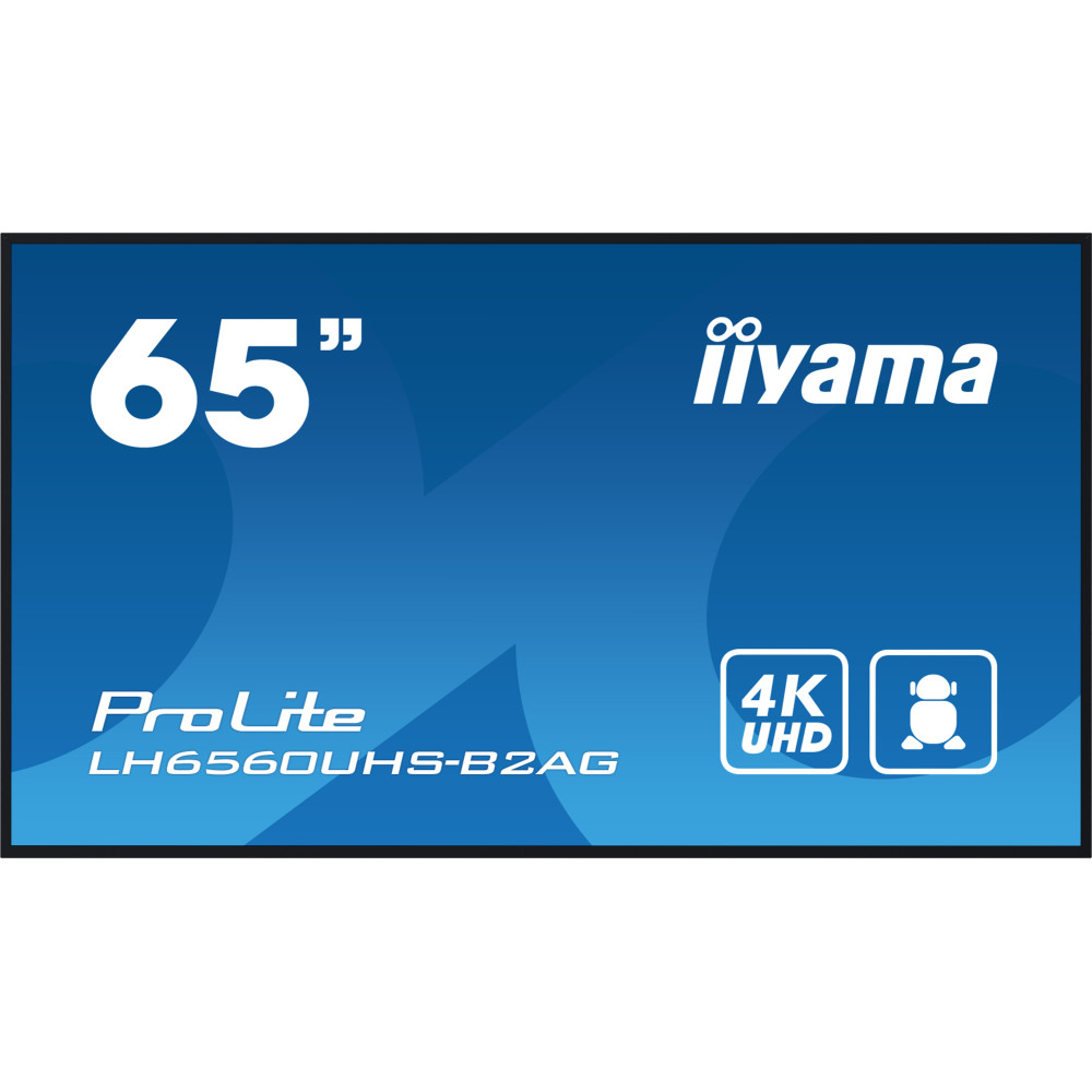 iiyama LH6560UHS-B2AG affichage de messages Carte A numérique 165,1 cm (65") LED Wifi 500 cd m² 4K Ultra HD Noir Intégré dans iiyama LH6560UHS-B2AG affichage de messages Carte A numérique 165,1 cm (65") LED Wifi 500 cd m² 4K Ultra HD Noir Intégré dans